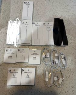Read description  Apple products  Adapters,  $10 Lighting to vga adapter x2  $10 MINI DISPLAYPORT TO DVI ADAPTER $10 30-pin digital Av adapter  $ 5 Ma