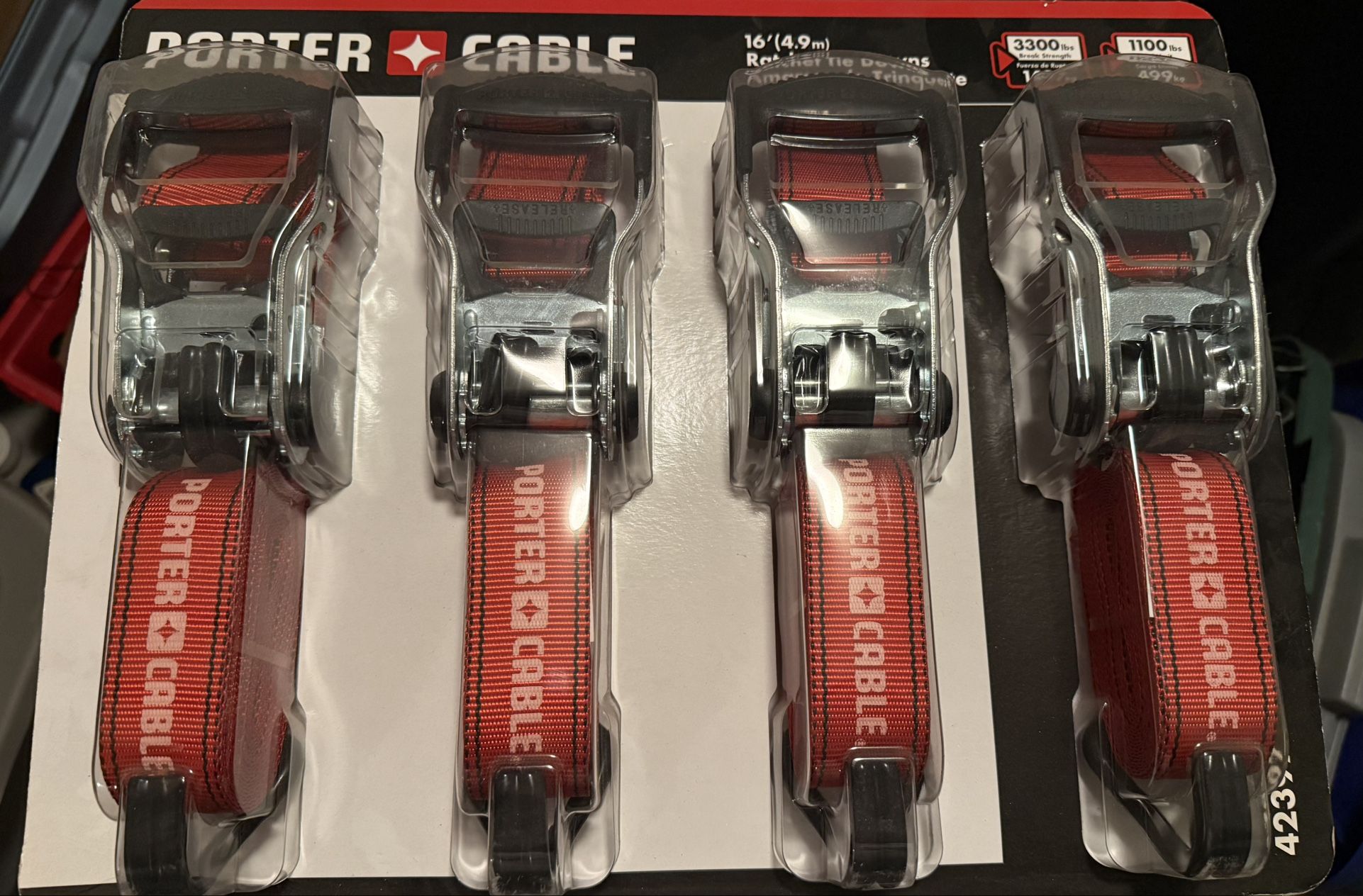 Porter Cable 1.5"X 16' Rachet Tie Down Set (4 Pc.)