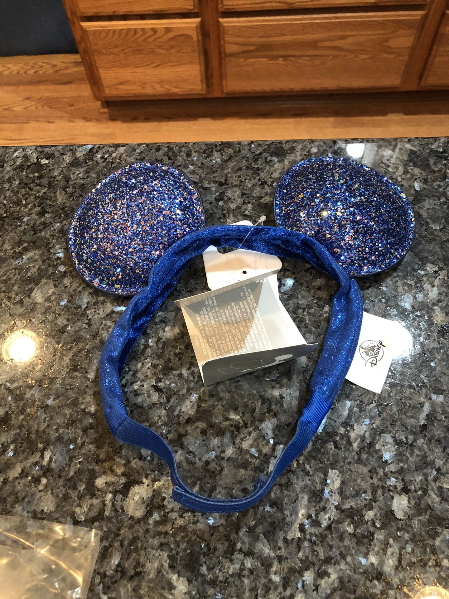 Disney Youth Mickey Mouse Ears Shiny Blue Adaptable Fit Headband With Velcro Adjustment .  Brand New Never Used With Tags Lot 