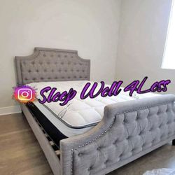 NEW QUEEN BED FRAME AND MATTRESS 