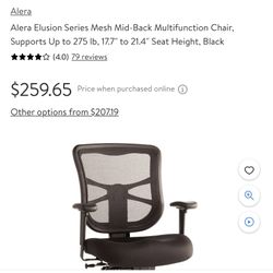 NWOB alera multifunction Mid back Black Mesh Office Chair