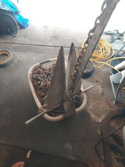 Large Danforth Anchor with Chain and Line