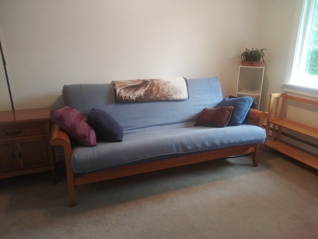 Lovely wood frame futon with mattress