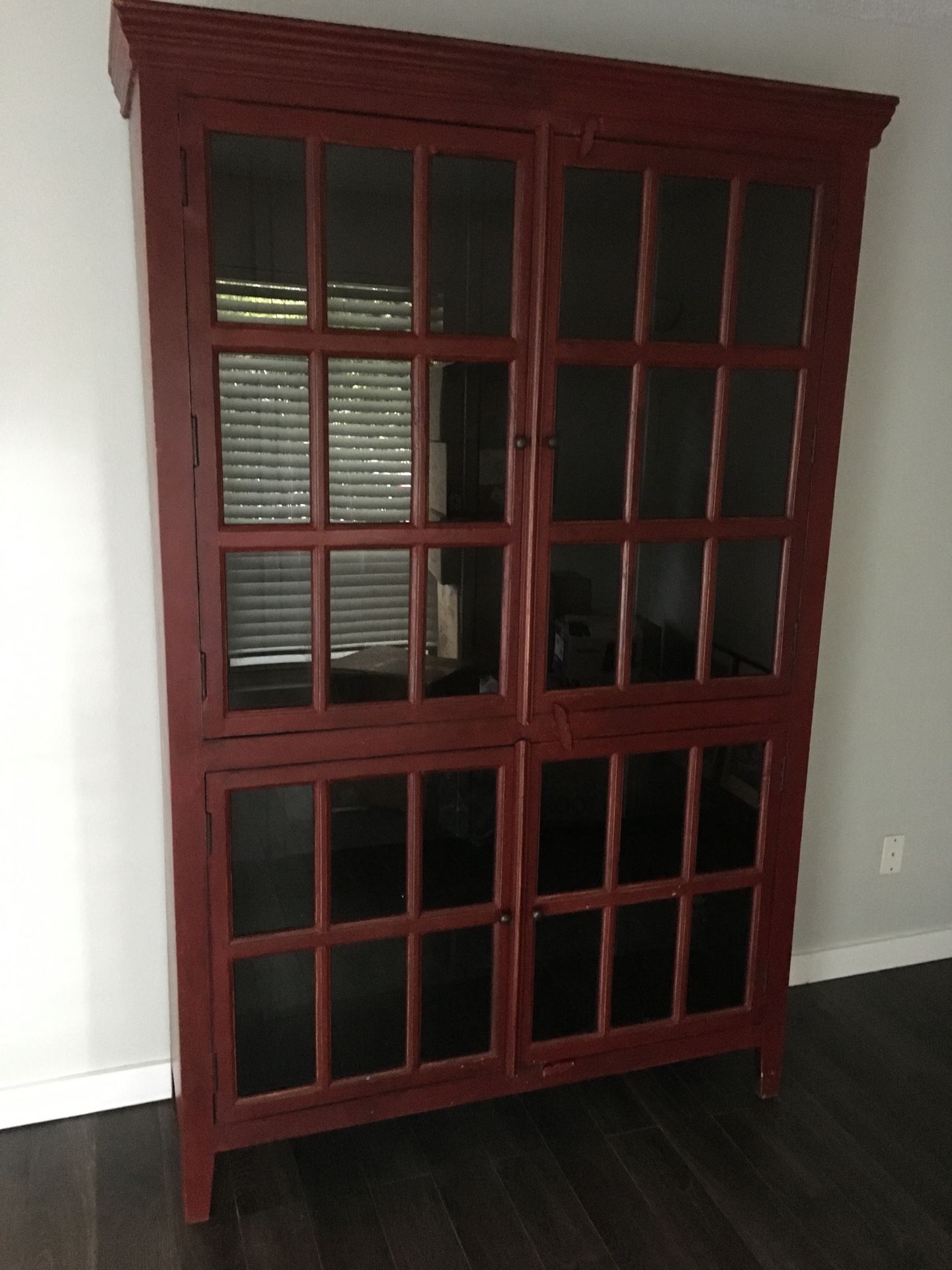 Crate and Barrel Rojo red China cabinet