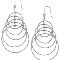 X & O Women's Silver Plated Multi-Link Hula Hoop Dangle Drop Cascading Earrings