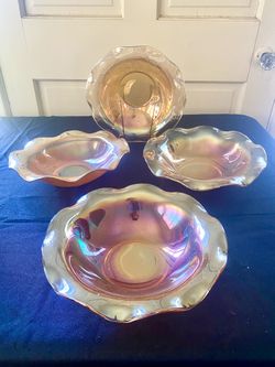Vintage Carnival Vaseline Glass Bowls