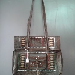 Handmade Leather Embossed Handbag