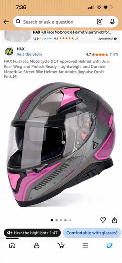 HAX Full Face Motorcycle Helmet – Impulse Droid Pink