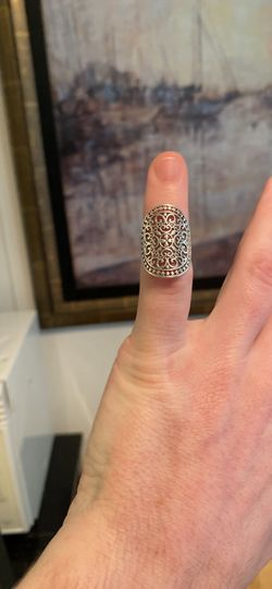 925 sterling silver wide filigree ring size 6