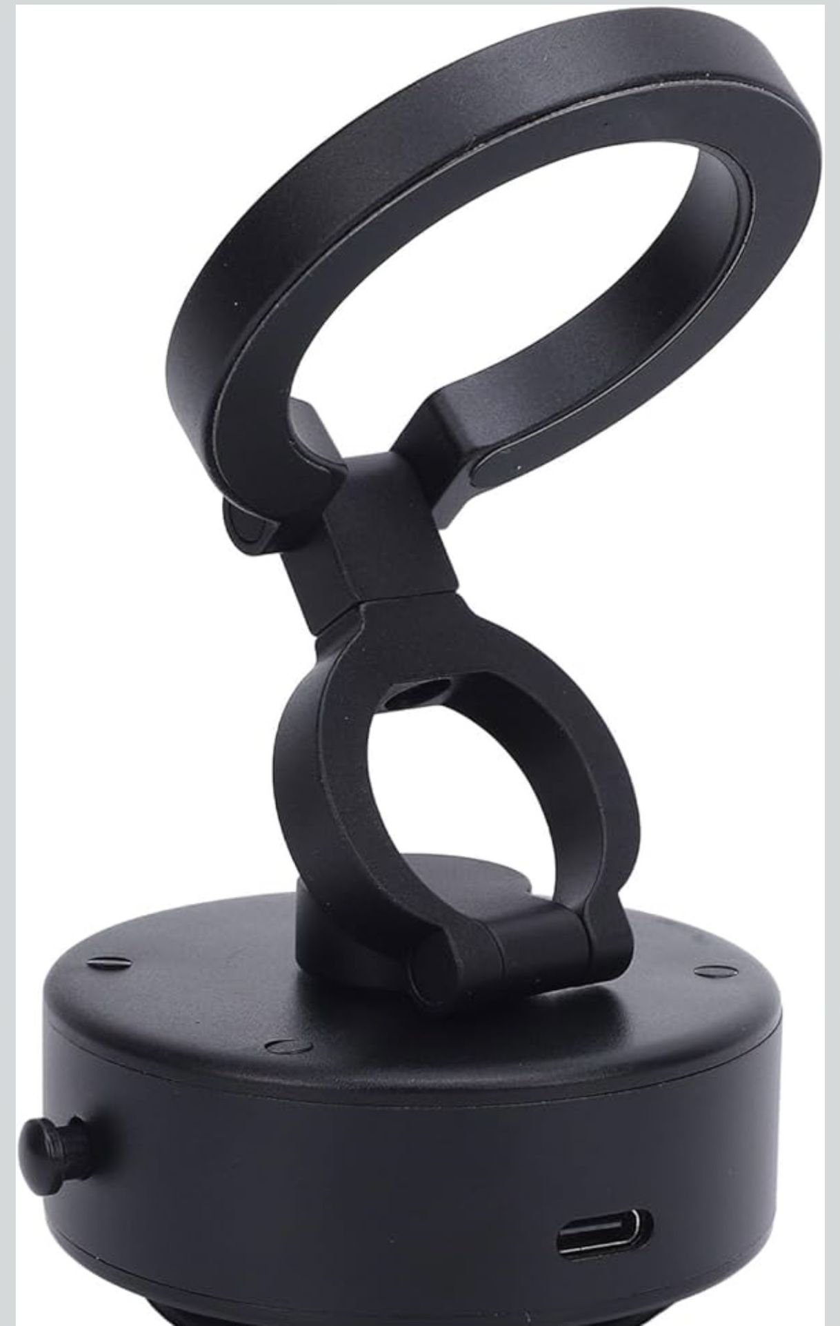 Respicefinem Magnet Phone Holder Electric Magnetic Suction Car Mount 360 Degree Rotating Vacuum Adsorption 3 Section Folding for Desk Silver (Black) W