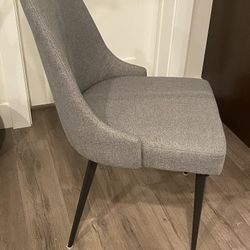 Mid century Modern Accent Chair With The Textured Dark GrayFabric And  Black Metal Legs