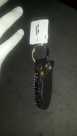 Swarovski Crystal Black Leather Keychain #35-351