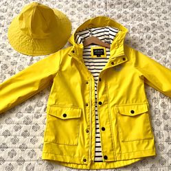 Kids Yellow Rain Jacket And Hat 