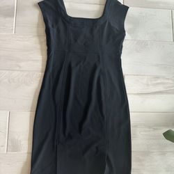 Boston Proper Vtg Little Black Women’s Dress Square Neck Stretch Size 14 / L