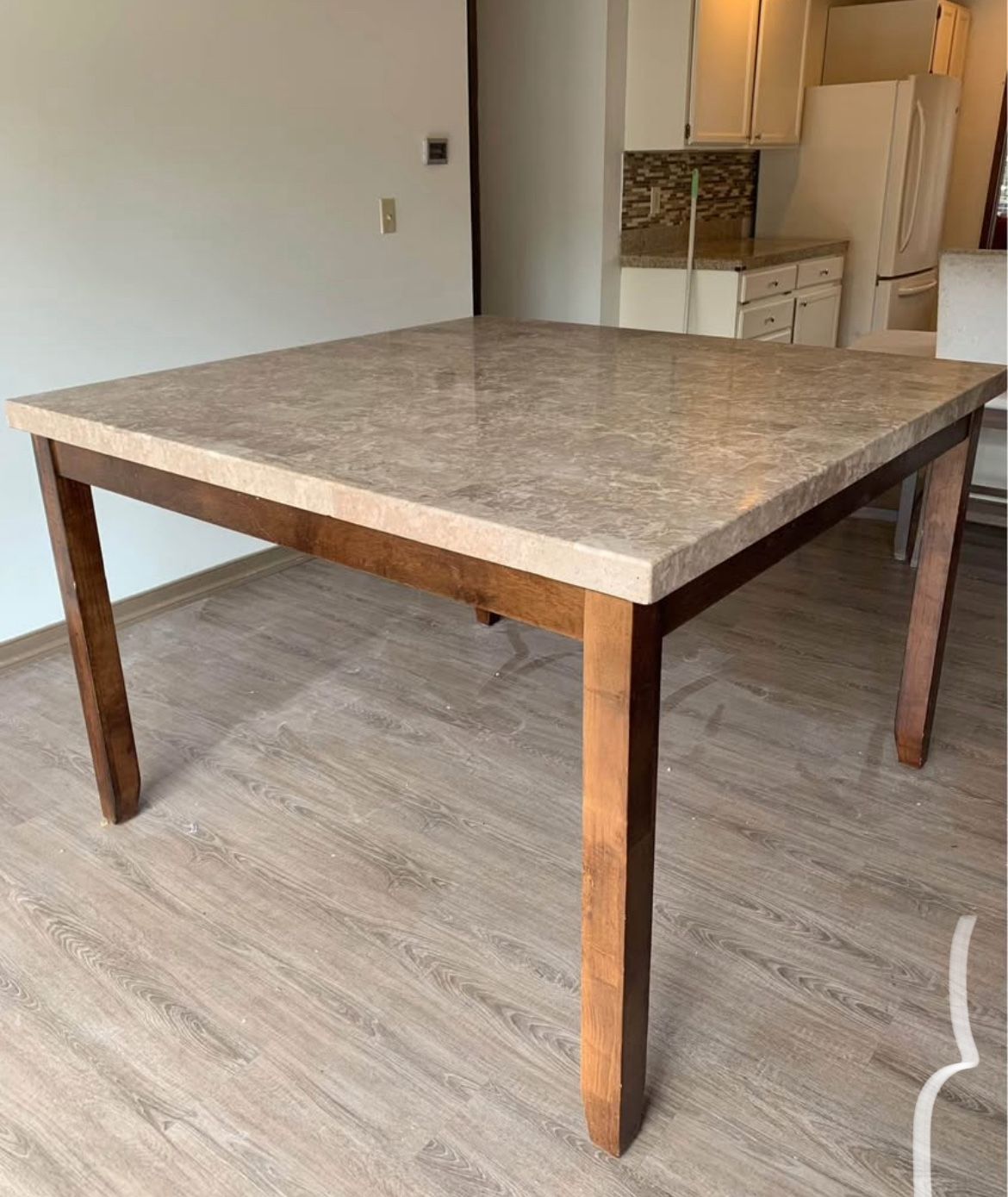 Wood Marble Top Dining Room Table