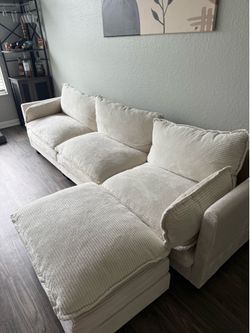 Beige Modular Corduroy Sectional Sofa