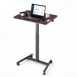 Standing Desk, Adjustable Height Mobile Stand Up Desk with 4 Casters, 25.6 x 19 in Small Computer Sit Stand Rolling Workstation with Hook, 33 lbs Desk
