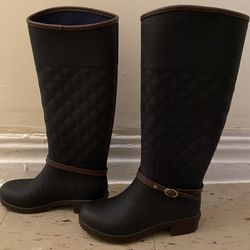 Aerosoles Martha Stewart Black Quilted Rain Boots