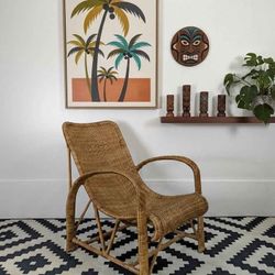 MCM Tiki Rattan Lounge Chair