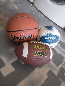 Spalding Basketball, Wilson NCAA Football, Soccer Ball Bundle