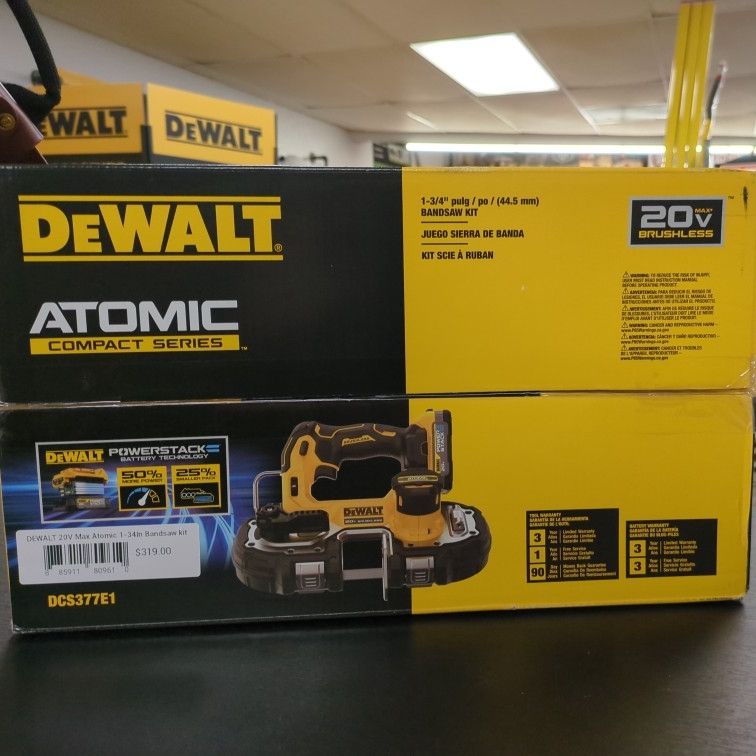 DEWALT 20V Max Atomic 1-34In Bandsaw kit