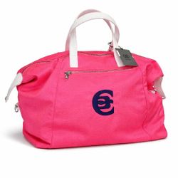 Big canyon country club G/FORE Weekender Duffel Bag in knockout pink tech canvas with leather straps