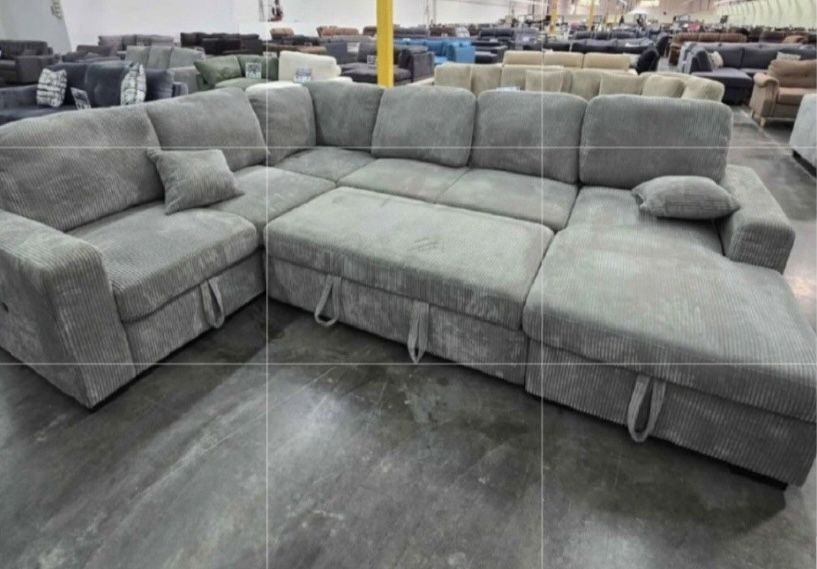 ✅️✅️4-Piece Convertible Sectional Sleeper Sofa, Chaise Storage, Sofa Storage & USB Port✅️✅️