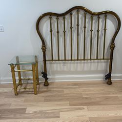 Brass Head Board And End Table