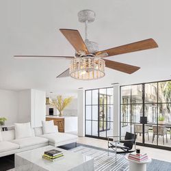 Industrial Ceiling Fan with Light Fixture and Remote Control, Indoor Fan Light with Reversible Motor for Bedroom Kitchen Living Room Modern Fan Light 