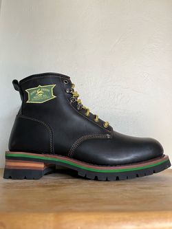 New John Deere  Black Leather Work Boots with Yellow Laces sz 10.5