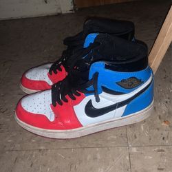 Nike Air Jordan 1s Blue, Red And White 8.5
