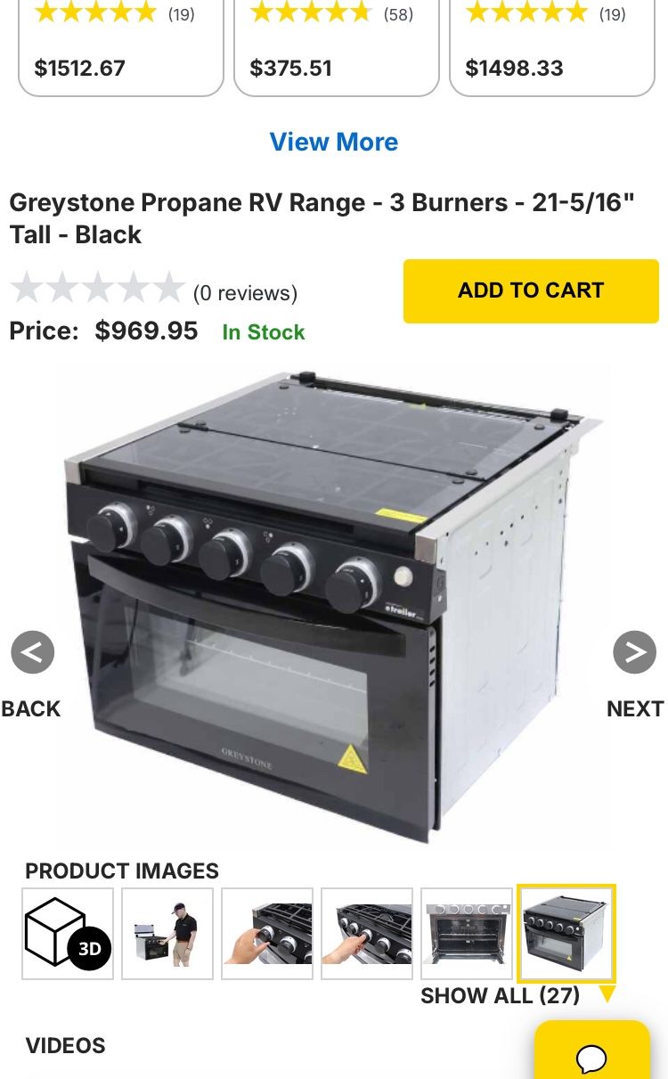 Greystone 3 Burner Propane Oven, Brand New Pulled Out Of Trailer