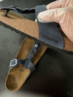 Birkenstock Gizeh Braided sandals in a Dusty Blue oiled leather finish
