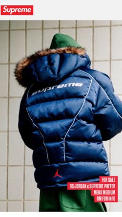 DS Jordan X Supreme Puffer Jacket Medium Navy FW24