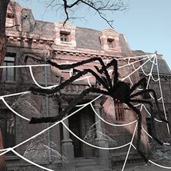 Halloween 16. 4 Feet Giant Stretch Cobweb, 58. 7inch Giant Hairy Spider with 20 Small Spiders Giant Spider Web Set for Scary Halloween Yard Lawn Home 