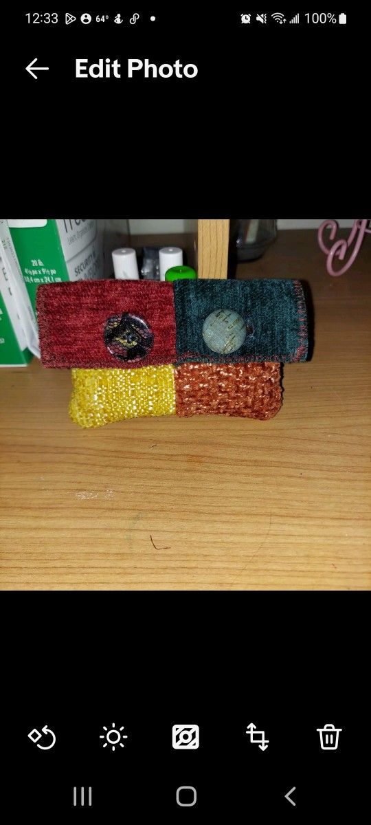 Handmade button Pouch multi colored coins, bank cards, traditional headphones