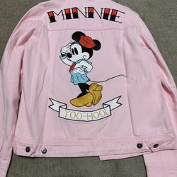 Cakeworthy Disney Minnie Mouse Pink Denim Jacket Love Yoo Hoo Size Large NWT