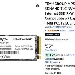 (Unopened) TEAMGROUP MP33 512GB SLC Cache 3DNAND TLC NVMe PCIe Gen3x4 M.2
