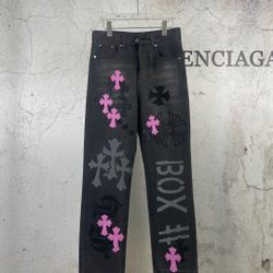 Chrome Hearts 24SS custom painted purple leather limited edition jeans