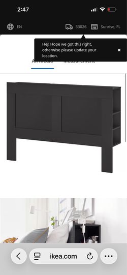BRIMNES Headboard with storage compartment, black, Queen