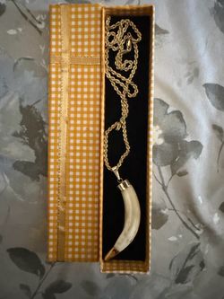 14k cadena con colmillo