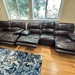 Power Recliner Leather Sofa Set