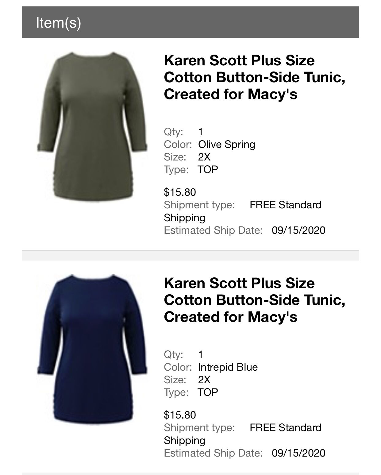Karen Scott Plus Size Tunic 2X