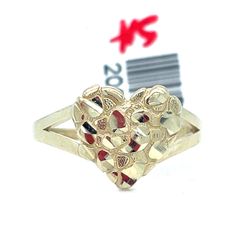 10Kt Yellow Gold Nugget Heart Ring 1.35g Size 6.5 200590/7