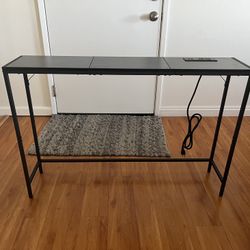 Sofa End Table w/Outlets & USB Charging (2 tables: Black)