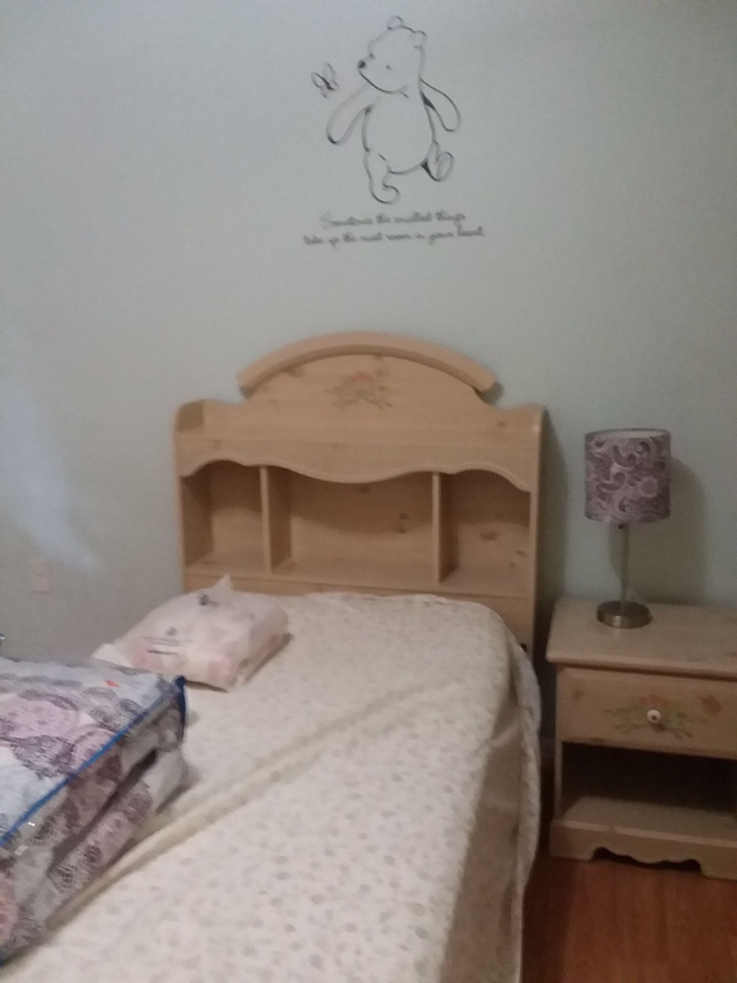 Twin Wooden Bed Frame with headboard and storage