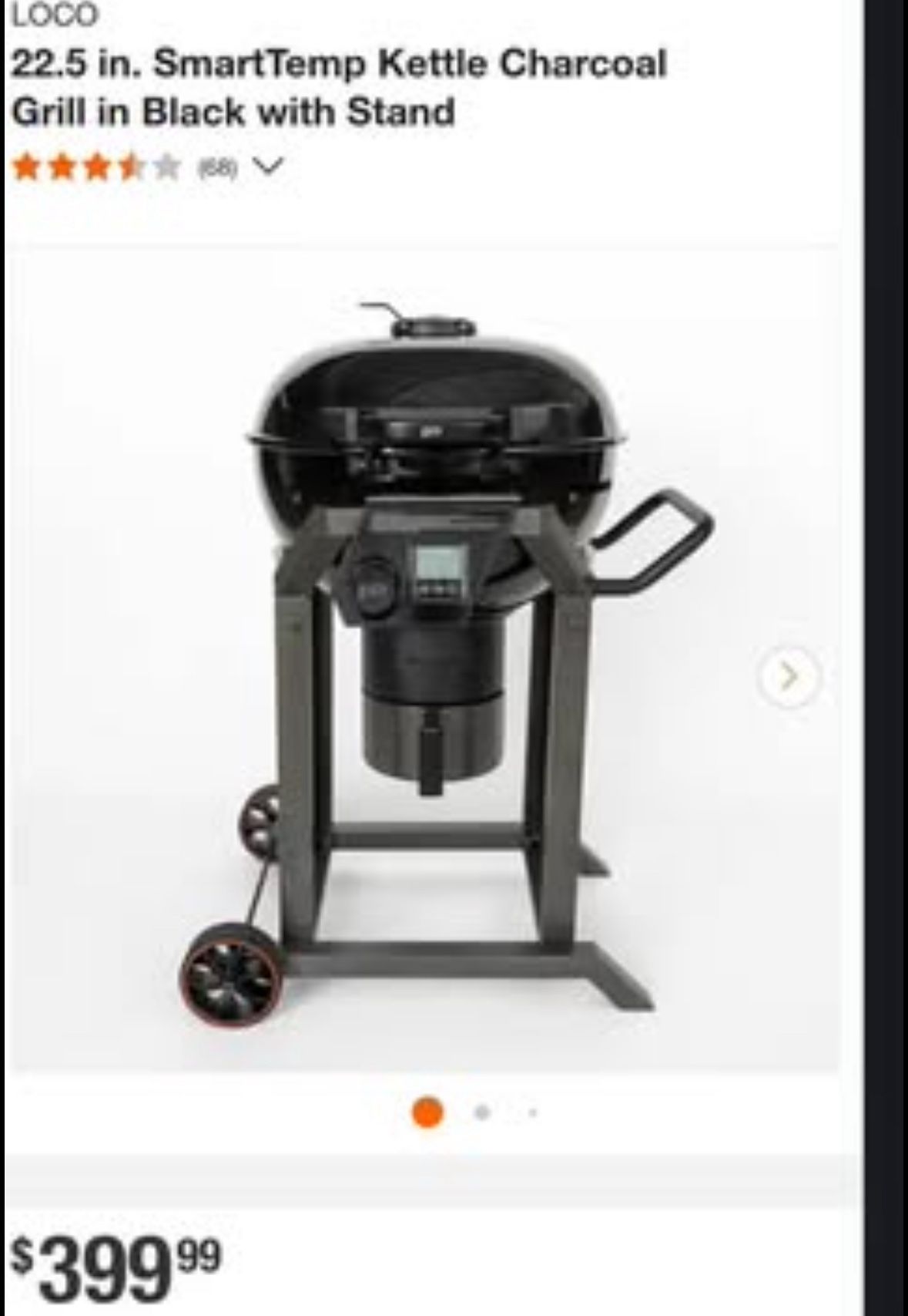 New in the box LOCO 22.5 in. SmartTemp Kettle Charcoal Grill in Black with Stand
