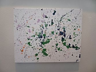 Original 16x20 Abstract Splatter Canvas Painting - Modern Wall Art