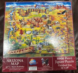 Arizona Map 1000 Pc Puzzle 23x28 Maria Rabinky Sealed Free Shipping