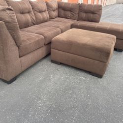 Dark Brown Sectional W Storage Ottoman 